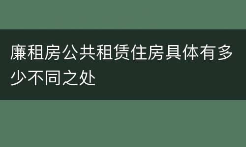 廉租房公共租赁住房具体有多少不同之处
