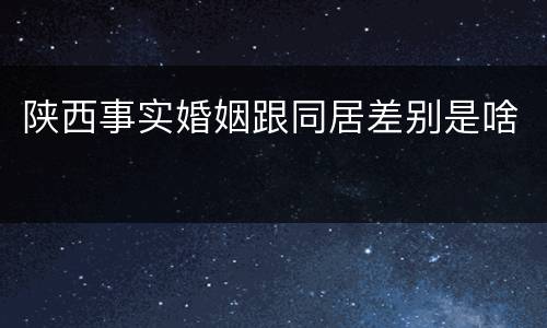 陕西事实婚姻跟同居差别是啥