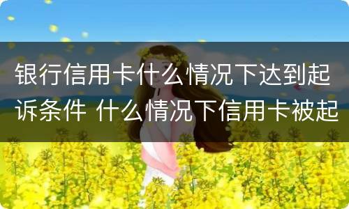 银行信用卡什么情况下达到起诉条件 什么情况下信用卡被起诉