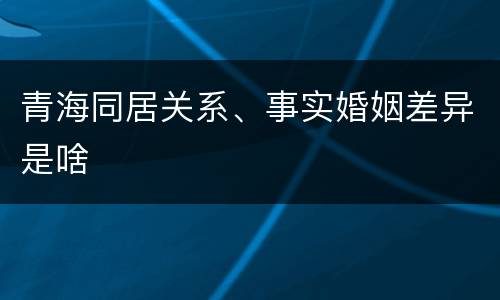 青海同居关系、事实婚姻差异是啥