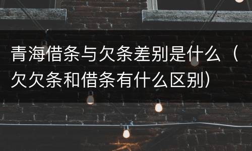 青海借条与欠条差别是什么（欠欠条和借条有什么区别）