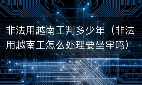 非法用越南工判多少年（非法用越南工怎么处理要坐牢吗）