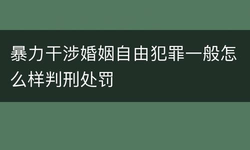 暴力干涉婚姻自由犯罪一般怎么样判刑处罚