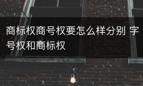 商标权商号权要怎么样分别 字号权和商标权