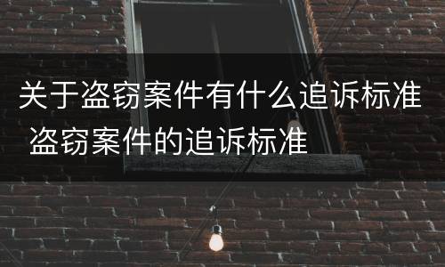关于盗窃案件有什么追诉标准 盗窃案件的追诉标准