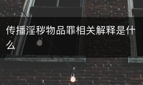 传播淫秽物品罪相关解释是什么