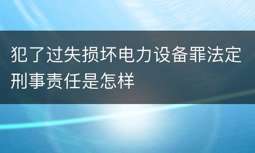 犯了过失损坏电力设备罪法定刑事责任是怎样