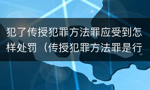 犯了传授犯罪方法罪应受到怎样处罚（传授犯罪方法罪是行为犯吗）