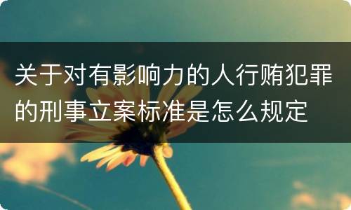 关于对有影响力的人行贿犯罪的刑事立案标准是怎么规定
