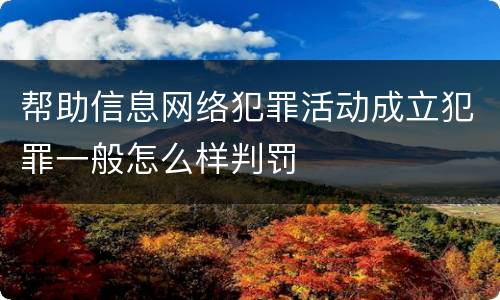 帮助信息网络犯罪活动成立犯罪一般怎么样判罚