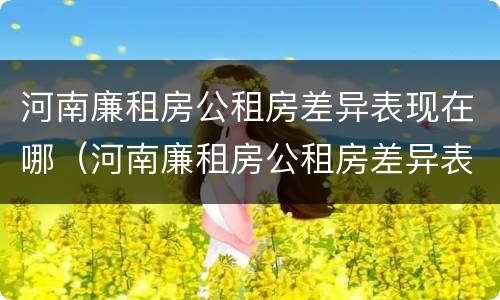 河南廉租房公租房差异表现在哪（河南廉租房公租房差异表现在哪些地方）