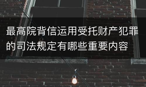 最高院背信运用受托财产犯罪的司法规定有哪些重要内容