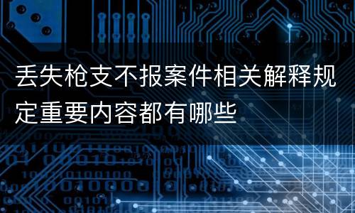 丢失枪支不报案件相关解释规定重要内容都有哪些