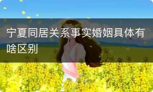 宁夏同居关系事实婚姻具体有啥区别