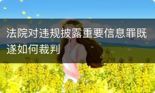 法院对违规披露重要信息罪既遂如何裁判