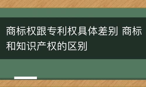 商标权跟专利权具体差别 商标和知识产权的区别