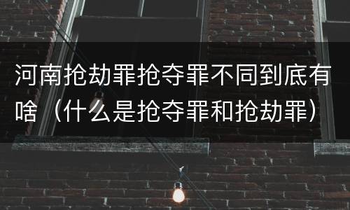 河南抢劫罪抢夺罪不同到底有啥（什么是抢夺罪和抢劫罪）