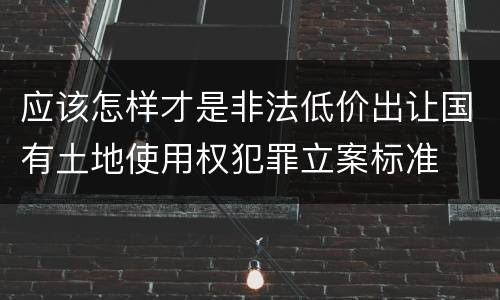 应该怎样才是非法低价出让国有土地使用权犯罪立案标准