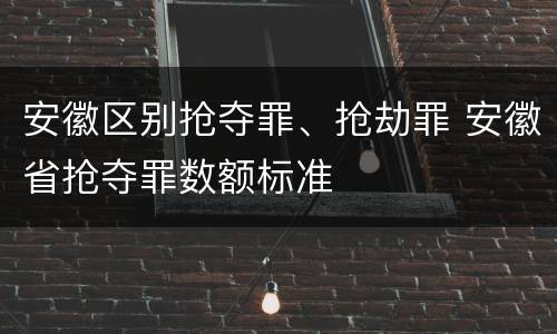 安徽区别抢夺罪、抢劫罪 安徽省抢夺罪数额标准