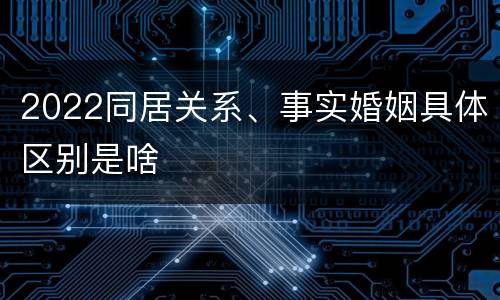 2022同居关系、事实婚姻具体区别是啥