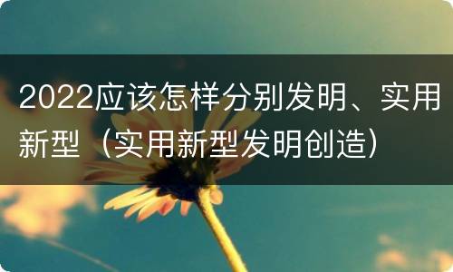 2022应该怎样分别发明、实用新型（实用新型发明创造）