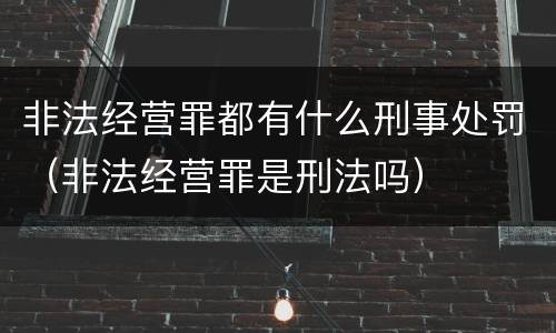 非法经营罪都有什么刑事处罚（非法经营罪是刑法吗）