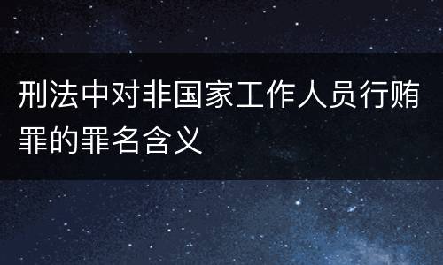 刑法中对非国家工作人员行贿罪的罪名含义