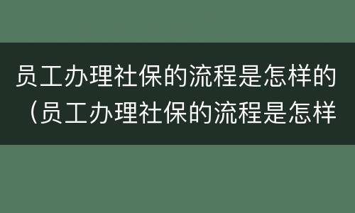 员工办理社保的流程是怎样的（员工办理社保的流程是怎样的呀）