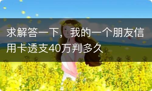 求解答一下，我的一个朋友信用卡透支40万判多久