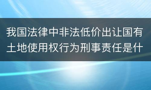 我国法律中非法低价出让国有土地使用权行为刑事责任是什么
