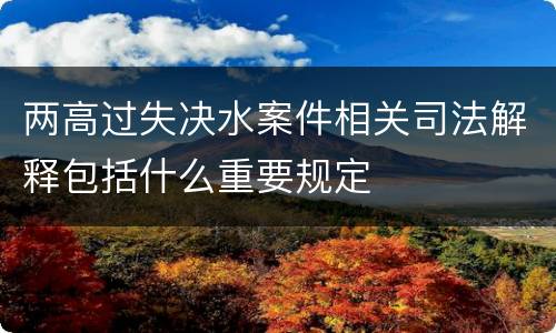 两高过失决水案件相关司法解释包括什么重要规定