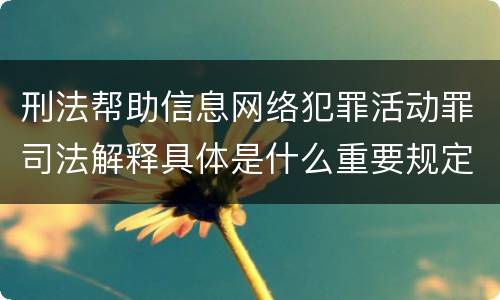 刑法帮助信息网络犯罪活动罪司法解释具体是什么重要规定