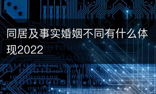 同居及事实婚姻不同有什么体现2022