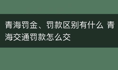 青海罚金、罚款区别有什么 青海交通罚款怎么交