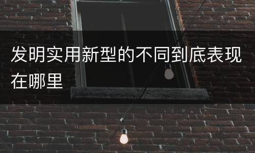 发明实用新型的不同到底表现在哪里
