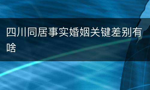 四川同居事实婚姻关键差别有啥
