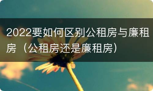 2022要如何区别公租房与廉租房（公租房还是廉租房）