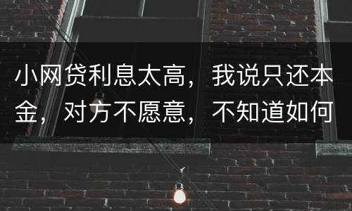 小网贷利息太高，我说只还本金，对方不愿意，不知道如何是好