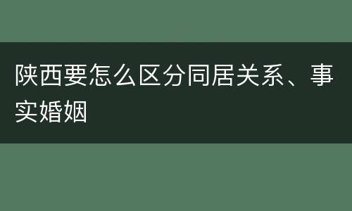 陕西要怎么区分同居关系、事实婚姻