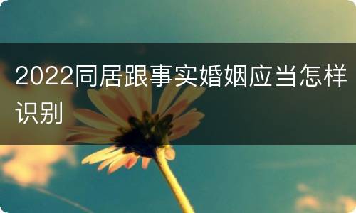 2022同居跟事实婚姻应当怎样识别