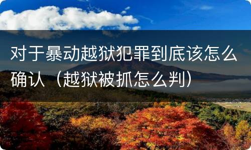 对于暴动越狱犯罪到底该怎么确认（越狱被抓怎么判）