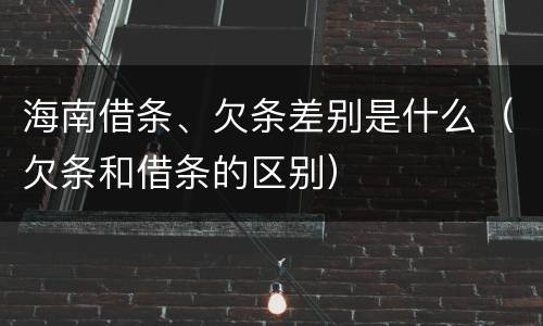海南借条、欠条差别是什么（欠条和借条的区别）