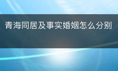 青海同居及事实婚姻怎么分别