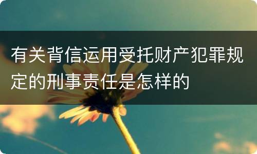 有关背信运用受托财产犯罪规定的刑事责任是怎样的