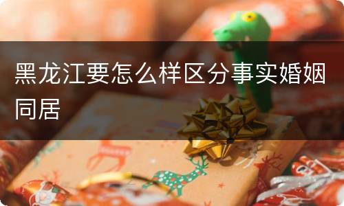 黑龙江要怎么样区分事实婚姻同居