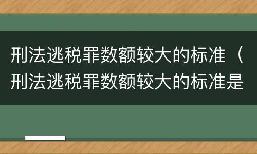 刑法逃税罪数额较大的标准（刑法逃税罪数额较大的标准是）
