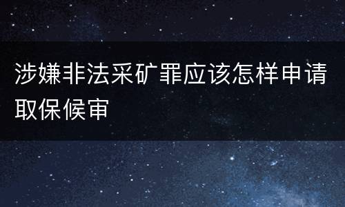 涉嫌非法采矿罪应该怎样申请取保候审