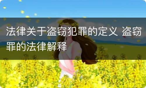 法律关于盗窃犯罪的定义 盗窃罪的法律解释