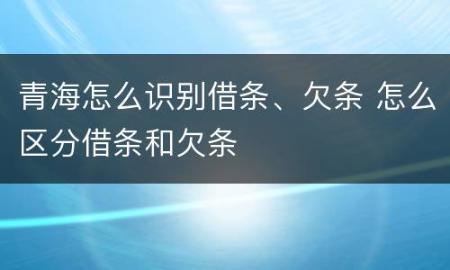 青海怎么识别借条、欠条 怎么区分借条和欠条