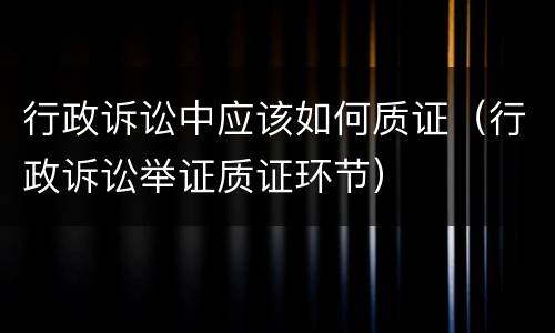 行政诉讼中应该如何质证（行政诉讼举证质证环节）
